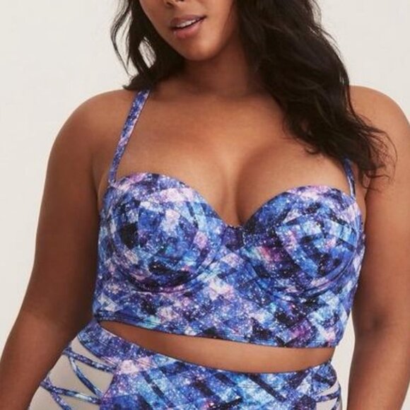 Torrid Other - Torrid Size 3 Purple / Blue Galaxy Print Underwire Push Up Strapless Bikini Top